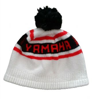 Vintage 1970s YAMAHA SNOWMOBILES Knit Pom Poof Beanie Hat Knit One Size Unisex 3