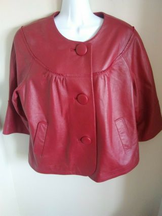 Vintage 1960 ' s Terry Lewis Classic Luxuries Large Red Leather Jacket Coat 3