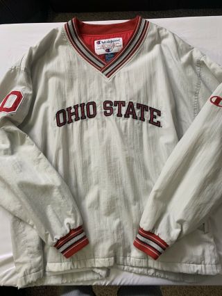 Vintage 1990s Champion Ohio State Buckeyes Pullover V - Neck Windbreaker Gray Xxl