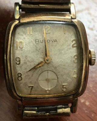 Vintage Bulova 10k Rgp Bezel 11af 17j Mens Wristwatch Running