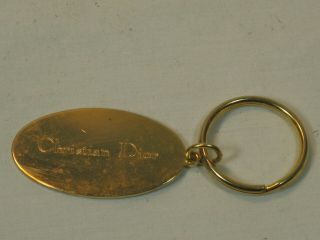 Vintage Christian Dior Key Chain Key Tag Metal Oval