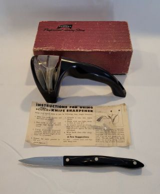 Vintage Cutco Professional Knife Sharpener Brown,  Usa With Knife 1720 Je