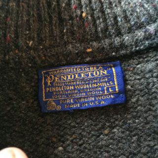Men ' s Vintage 90 ' s Pendleton USA 100 Wool Gray Striped Button Up Sweater Sz L 2
