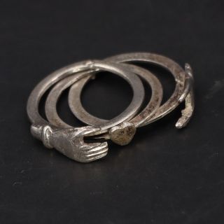 VTG Sterling Silver - Fede Gimmel Puzzle Friendship Hands Heart Ring Size 4 - 2g 2