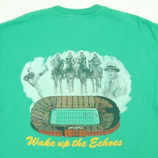 Vintage 90s Notre Dame Football T - Shirt Xl " Wake Up The Echoes " Faded Green