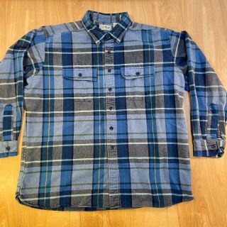 Vintage Ll Bean Chamois Cloth Shirt Blue Plaid Thick Flannel Men’s Xxl Reg