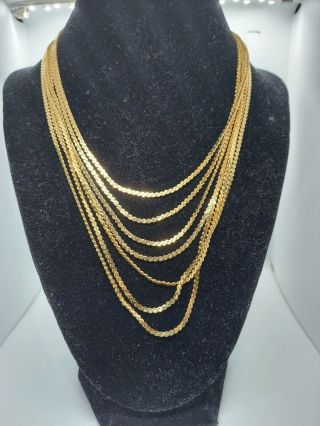 Vintage Monet Multi Strand Gold Tone Chain Necklace