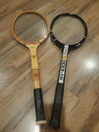 2 Tennis Racquets Wilson Jack Kramer Autograph Vintage Wood Sv - 1000 Racket
