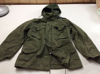 Vtg 1981 Military Army Cold Weather M65 Field Jacket Og - 107 Coat Small Short