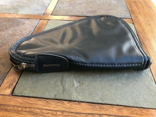 Vintage Browning Pistol Pouch Soft Leather Case Red Felt (8 1/2 X 6 1/4)