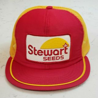 Vintage Stewart Seed Snapback Trucker Hat Mesh Patch Cap Made In The Usa