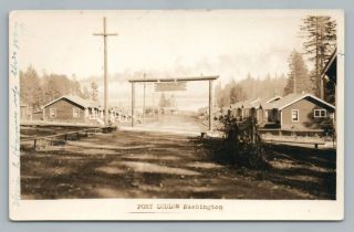 Camp Walker Entrance Port Ludlow Washington Rppc Vintage Photo Postcard 1930s