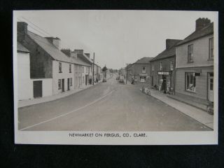 Vintage Newmarket On Fergus Co Clare Ireland Rp Postcard Shopfront Publ Tralee