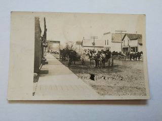 Vintage Rppc Postcard View Plover,  Wi Buildings Horse & Buggies Dirt Streets