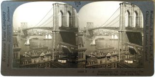 Keystone Stereoview The Brooklyn Bridge,  York,  Ny From 1930’s T400 Set 15