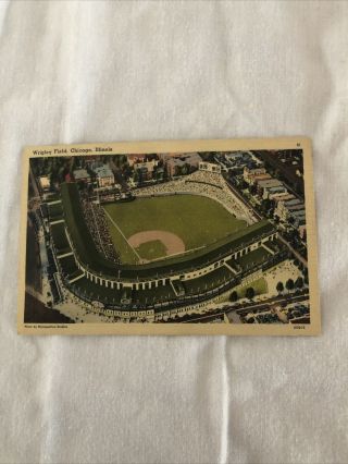 Vintage Postcard Lined Wrigley Field Chicago Il