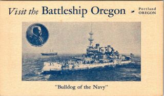 Visit The Battleship Oregon In Portland Bulldog Of The Navy Old Postcard