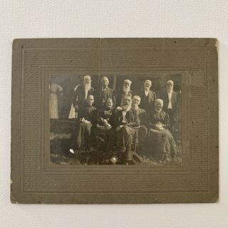 Antique Cabinet Card Photograph Group Of Elders Mature Men Beard Women Photo