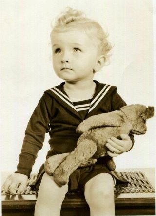Adorable Little Boy W Teddy Bear Steiff? Id 
