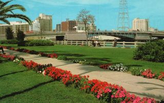 Vintage Postcard Skyline Of Tampa Florida Fl Park West Bank Hillsborough River