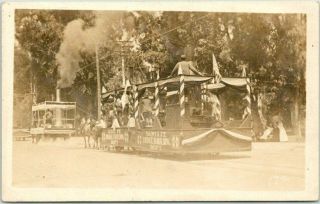 Vintage 1912 Rppc Photo Postcard Santa Fe Rr Parade Float / Sacramento Ca Cancel
