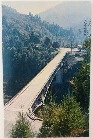 Vintage Weitchpec California Ca Rppc Bridge Over Rugged Klamath River Postcard