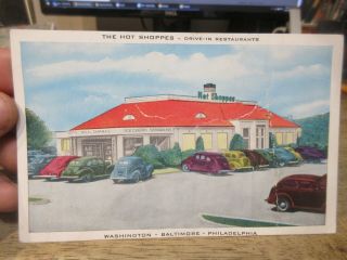 Vintage Old Pennsylvania Postcard Philadelphia Hot Shoppe Drive In Restaurant
