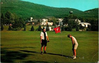 Vintage Postcard Ellenville Ny " The Nevele Country Club " Golf View Woman