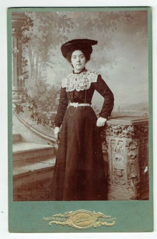 Victorian Cabinet Photo Young Woman Wearing Hat Northwich Photographer