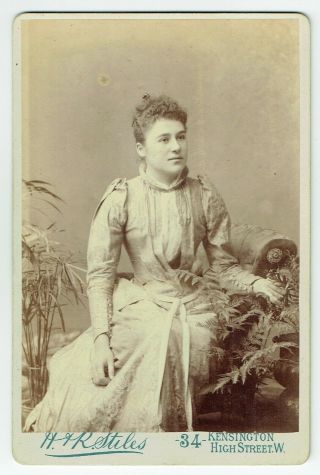 Victorian Cabinet Photo Young Woman Silk Frock London Photographer