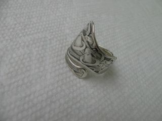 Antique Sterling Silver Spoon Ring S 7 3/4 Morning Glory Jewelry 8043 Rare