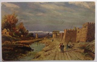 Vintage Postcard Beijing Great Wall Of China Retro Collectible Painting