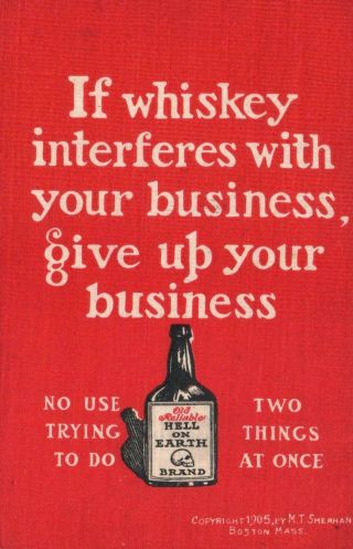 Vintage Comic If Whiskey Interferes With Business Give Up Your Business Postcard