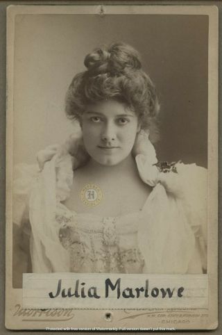 Vintage Broadway Shakespeare Actress Julia Marlowe Cabinet Card Photograph 1900