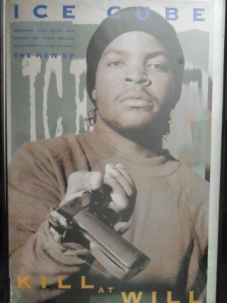 Rare Vintage Ice Cube " Kill At Will " Promo Poster 80s Hip - Hop Nwa Dr Dre