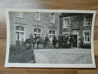 Antique Photo C 1900 Shooting Group Outside Crown Hotel,  Pateley Bridge,  Yorks.