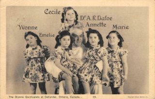 The Dionne Quintuplets,  Callander,  Ontario,  Canada C1930s Vintage Postcard