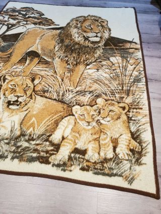 Vtg CHATHAM Northstar Blanket Throw Lion Animal Reversible 60 