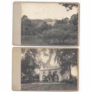 2 X Cabinet Card Photographs Unidentified Village & Country House