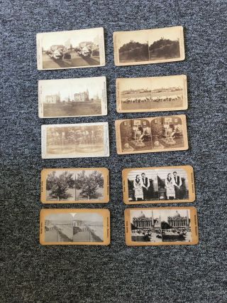8 Stereoview Cards,  C 1880 - 1890,  Chas.  A.  Tenney,  Underwood & Underwood Etc.