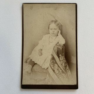 Antique Cabinet Card Studio Photo Adorable Baby Girl Cross Necklace