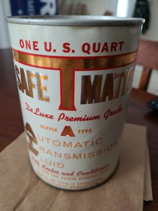 4 Safe T Matic Automatic Transmission Fluid Type - A Quart Cans Vintage Full Rare
