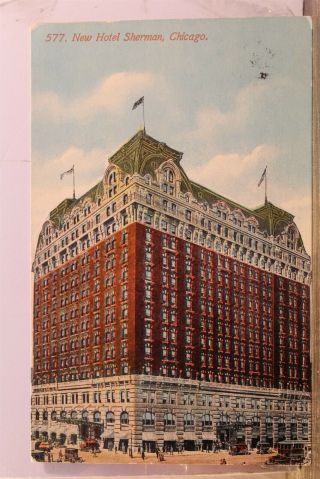 Illinois Il Chicago Hotel Sherman Postcard Old Vintage Card View Standard Postal