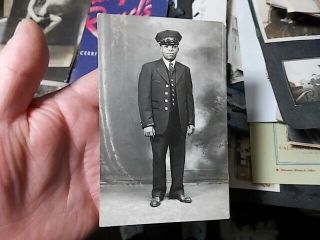 Vint Real Photo Postcard,  Black African American Man In Railroad? Uniform