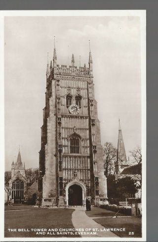 Bell Tower & Church St.  Lawrence & All Saints Evesham _ Old Unposted Real Phot