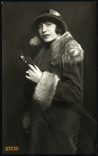 Elegant Woman W Hat And Umbrella,  By Vajda,  Vintage Photograph,  1920 