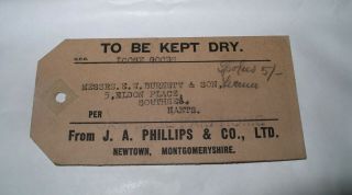 Newtown Montgomeryshire Wales Vintage Card Label J.  A.  Phillips
