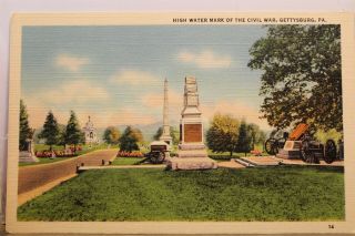 Pennsylvania Pa Gettysburg Civil War High Water Mark Postcard Old Vintage Card