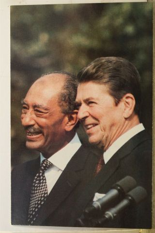 President Ronald Reagan Anwar Sadat Postcard Old Vintage Card View Standard Post