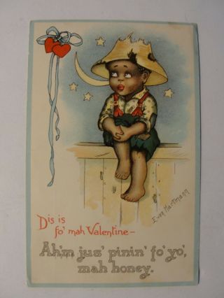 Vintage Black Americana Valentine Post Card Posted Dated 1914